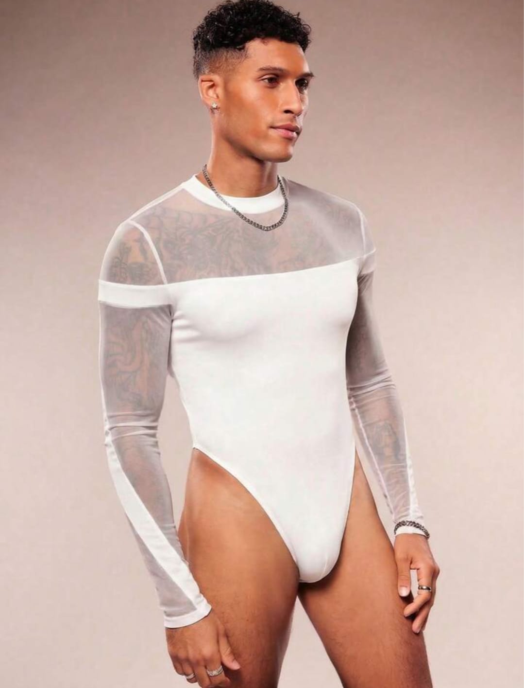Arctic Sheer Panel Bodysuit
